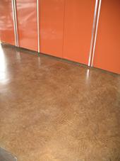 cement micro-topping with decorative stain
